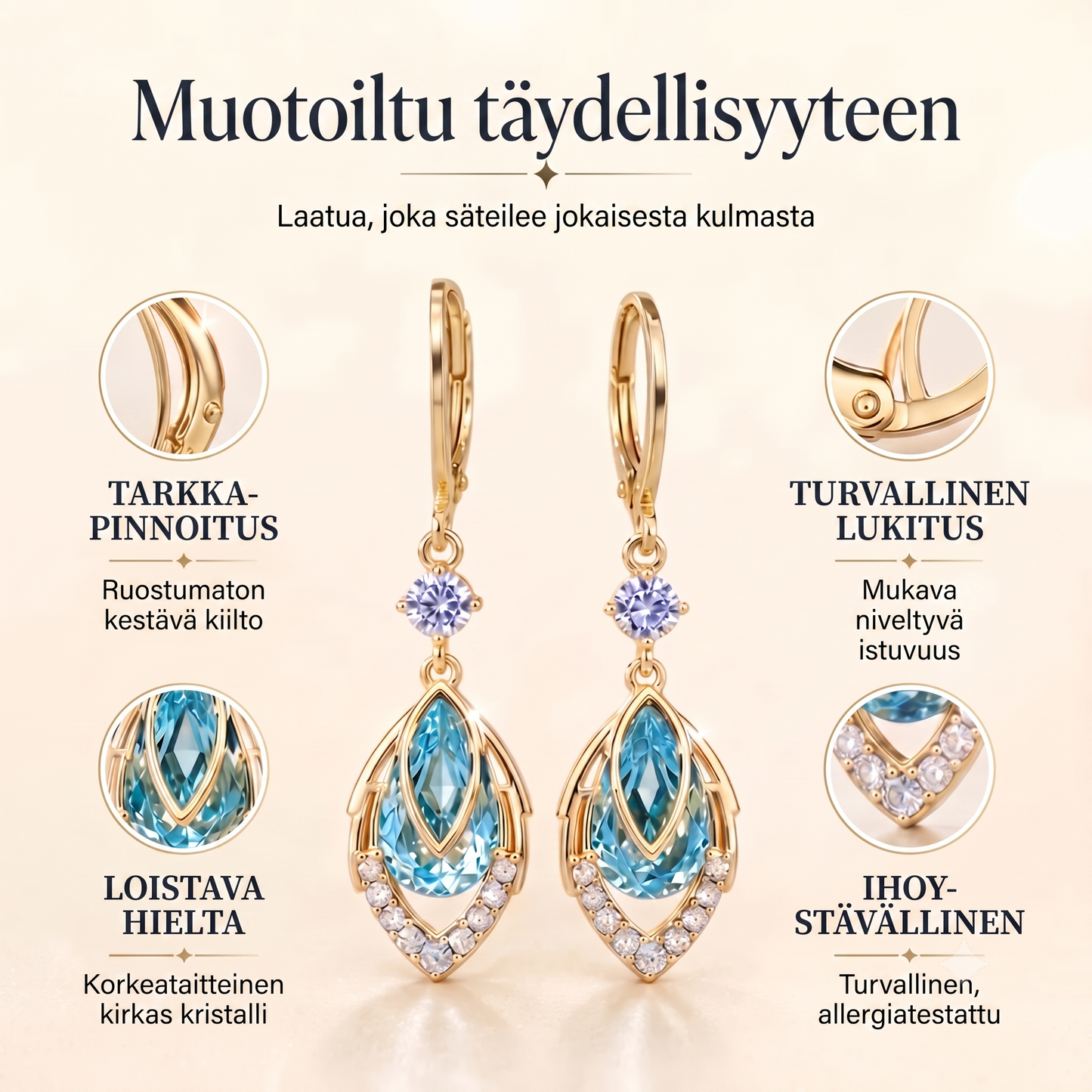 Taivaansiniset roikkuvat korvakorut