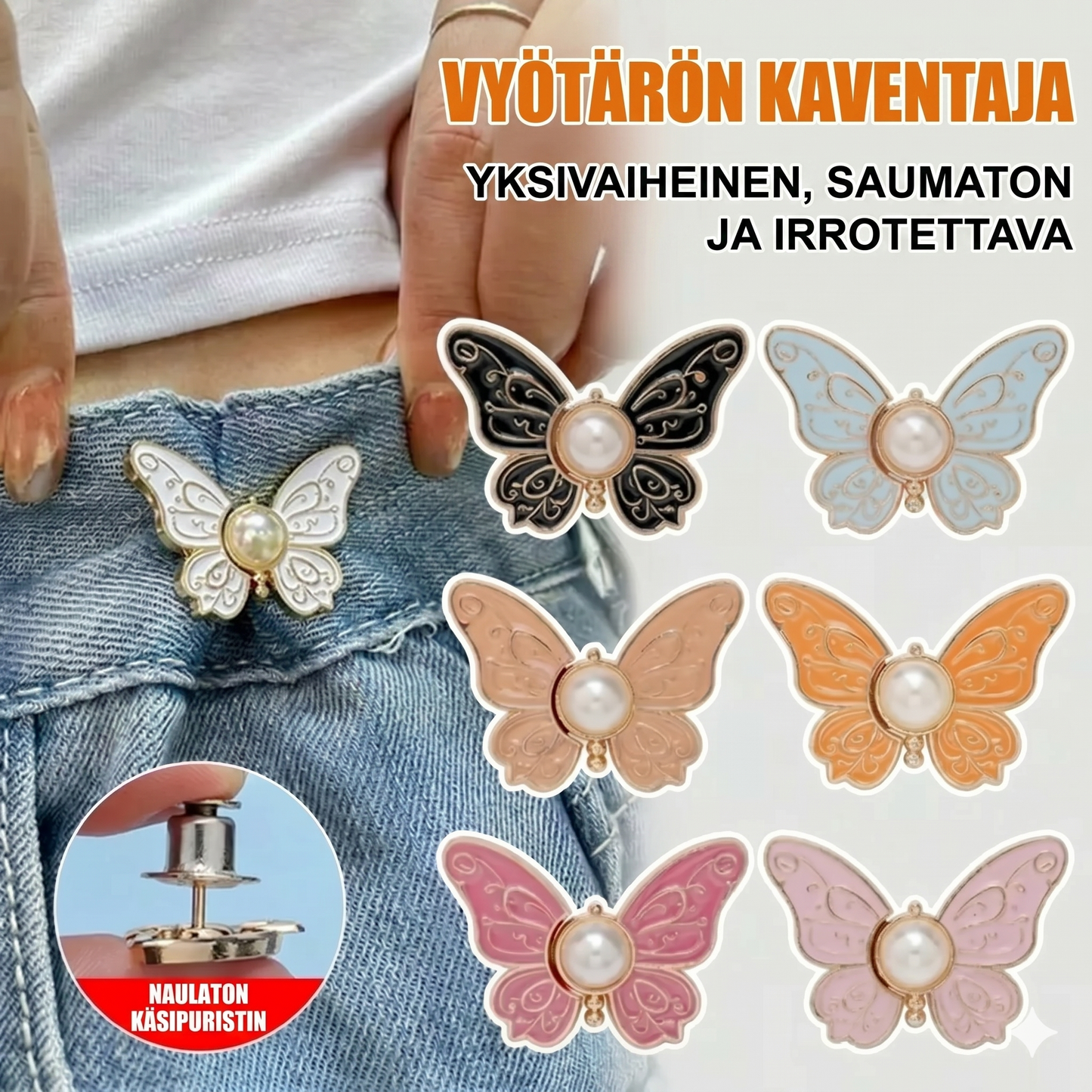 Ei enää valuvia housuja! Irrotettava perhos-solki