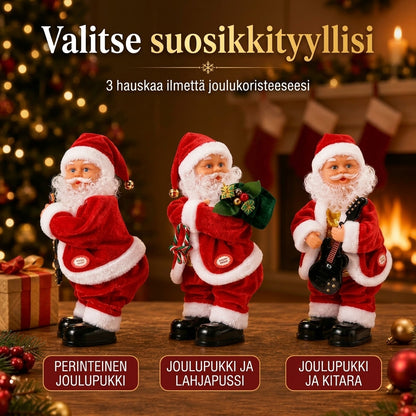 Tanssiva joulupukki musiikilla