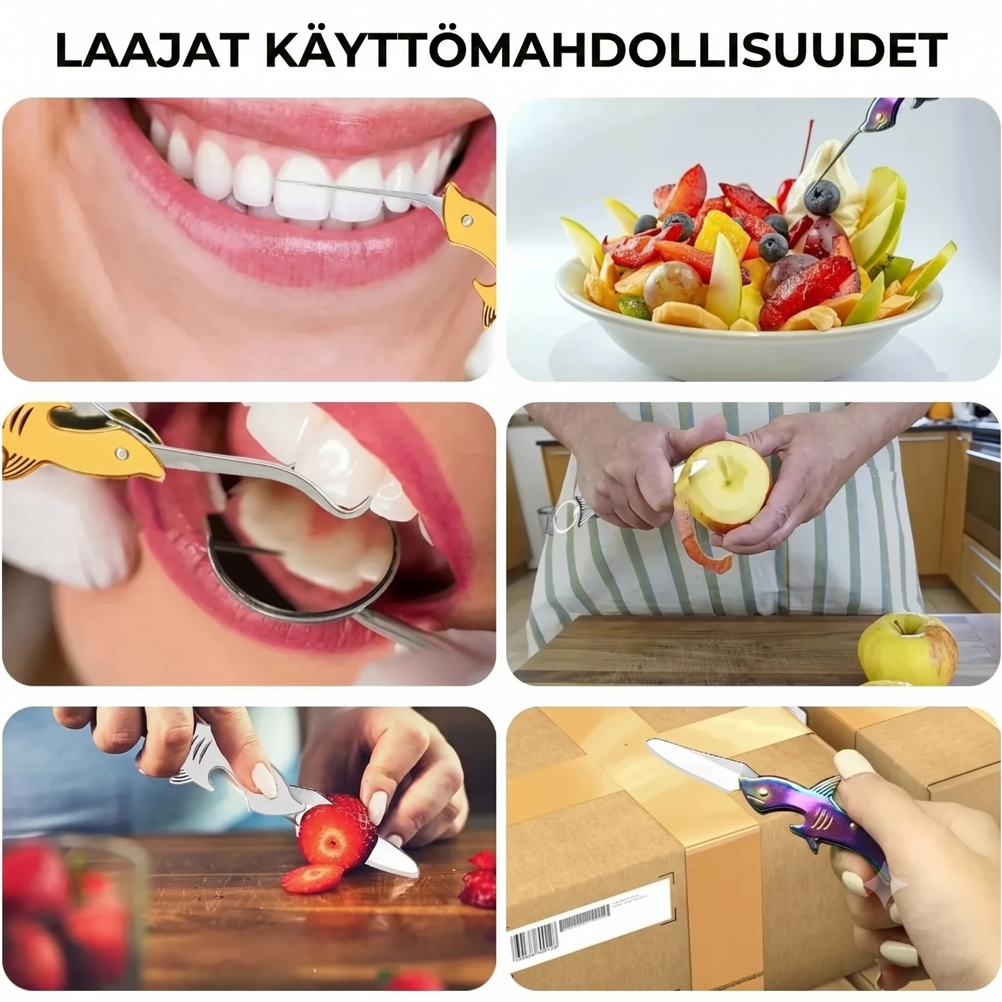 Hai-aiheinen 3-in-1 avaimenperä-monitoimityökalu