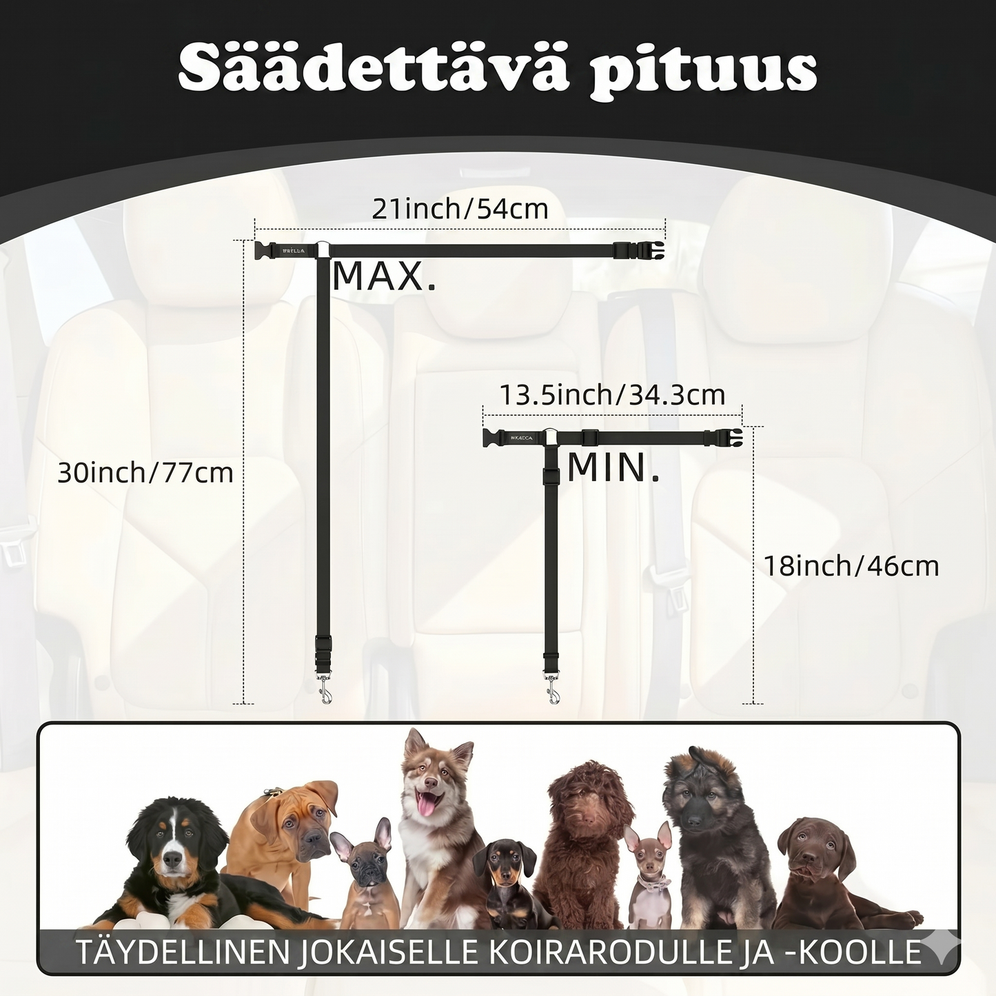 2-in-1 koiran turvavyö ja talutushihna