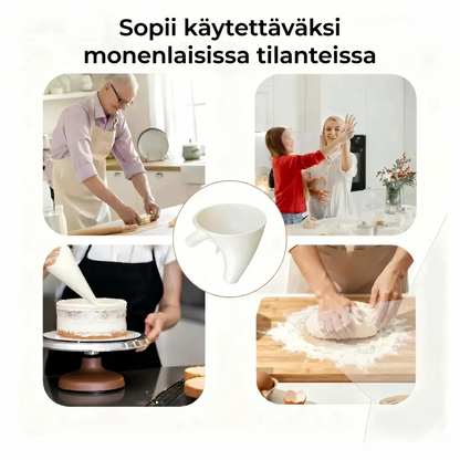 Kätevä sekoitussuppilo – täyttöä ilman sotkua