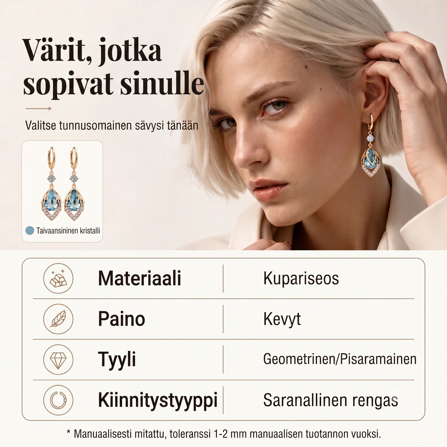 Taivaansiniset roikkuvat korvakorut