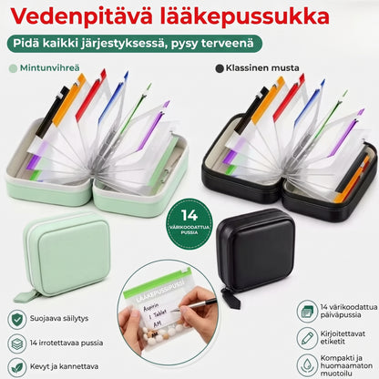 Vedenpitävät lääkepussit värikoodauksella