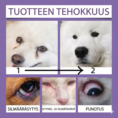 Hellävarainen silmienhuuhteluaine koirille ja kissoille