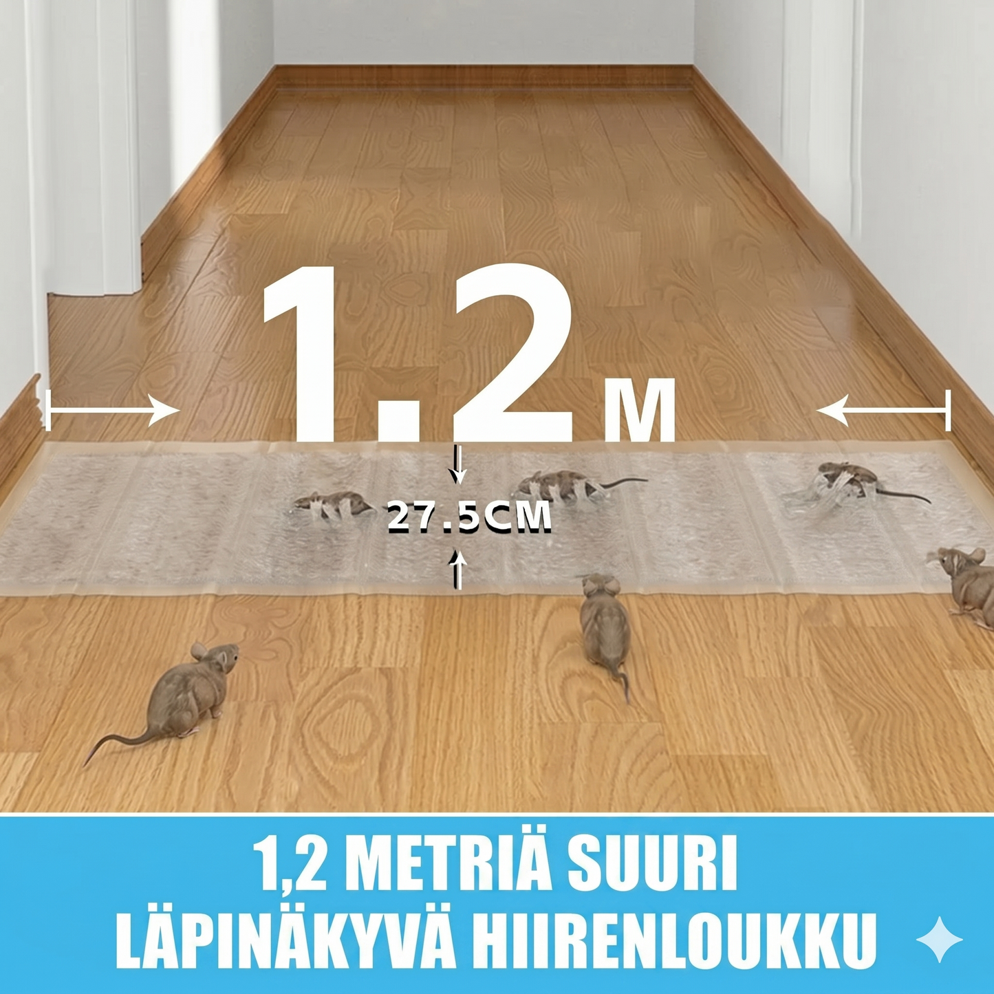 1,2 m suuri läpinäkyvä hiirenloukku