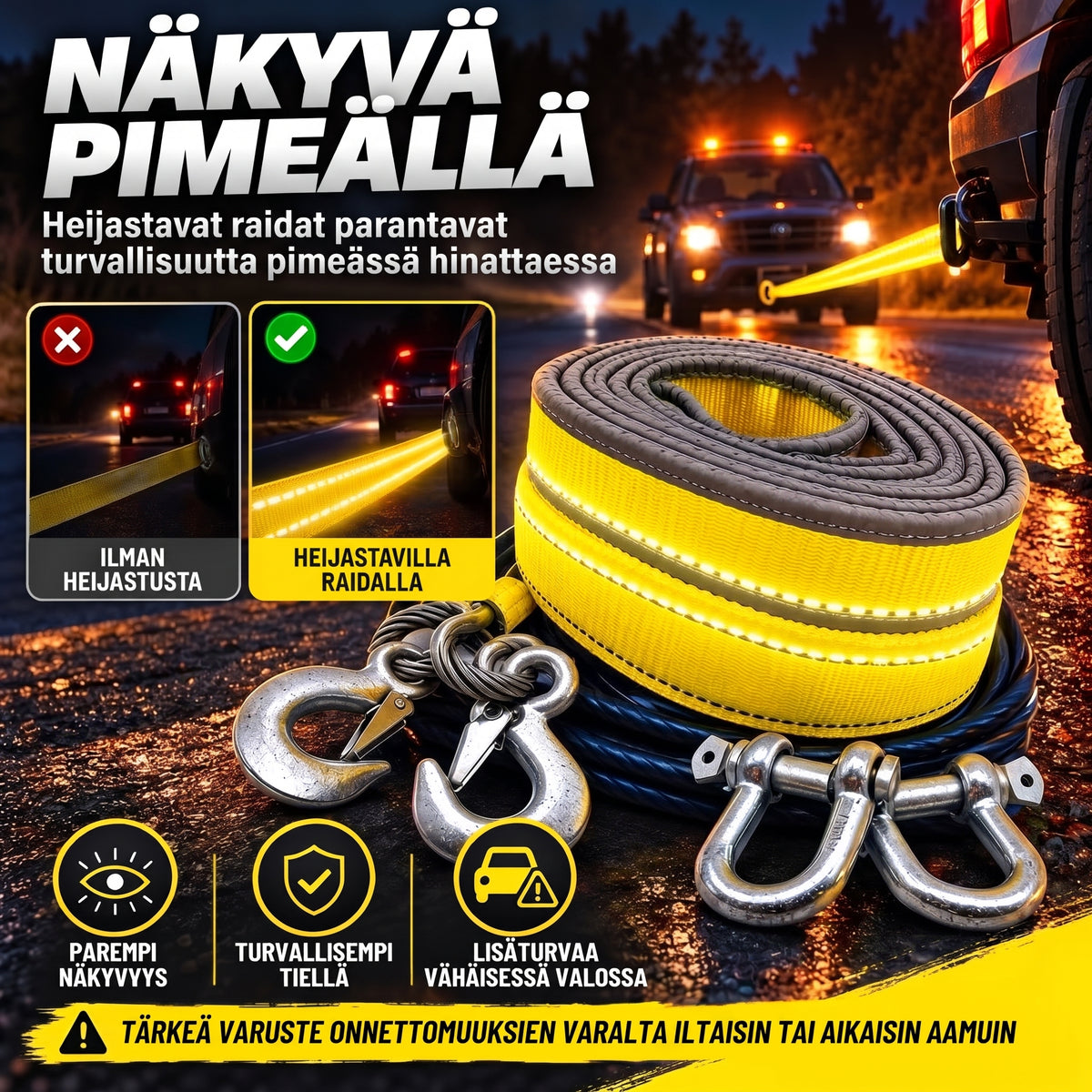 Hinausliina 8 tonnia 4 metriä U-mallisilla sakkelikoukuilla