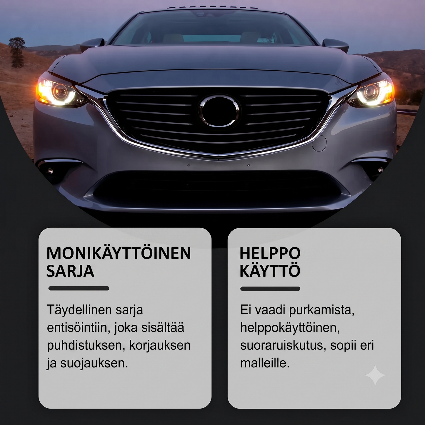 Auton ajovalojen kunnostussarja