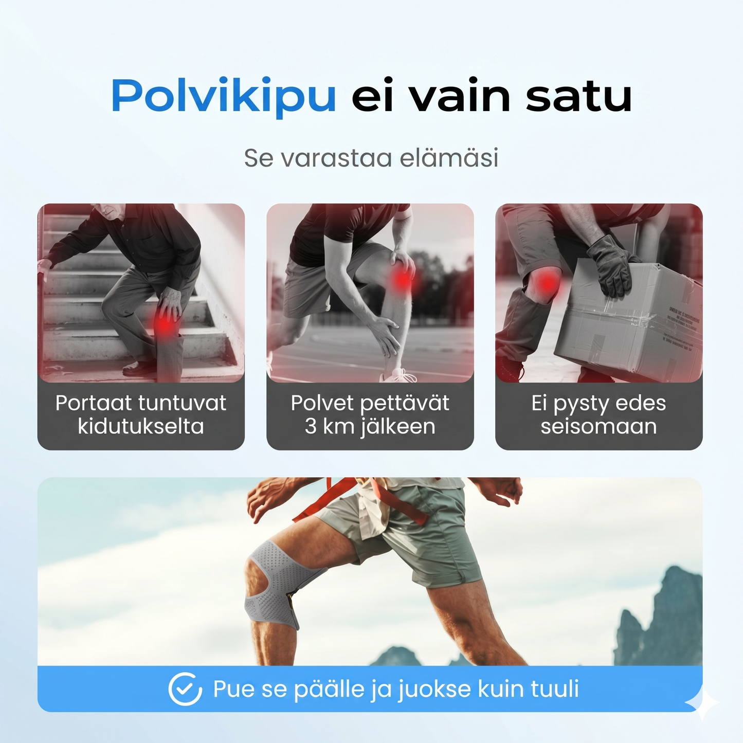 Säädettävä polvituki urheiluun