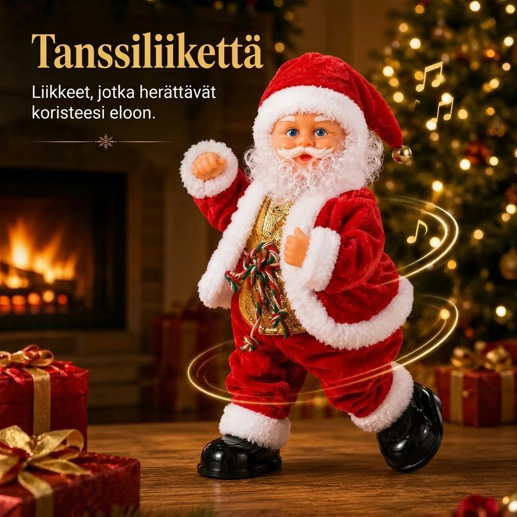 Tanssiva joulupukki musiikilla