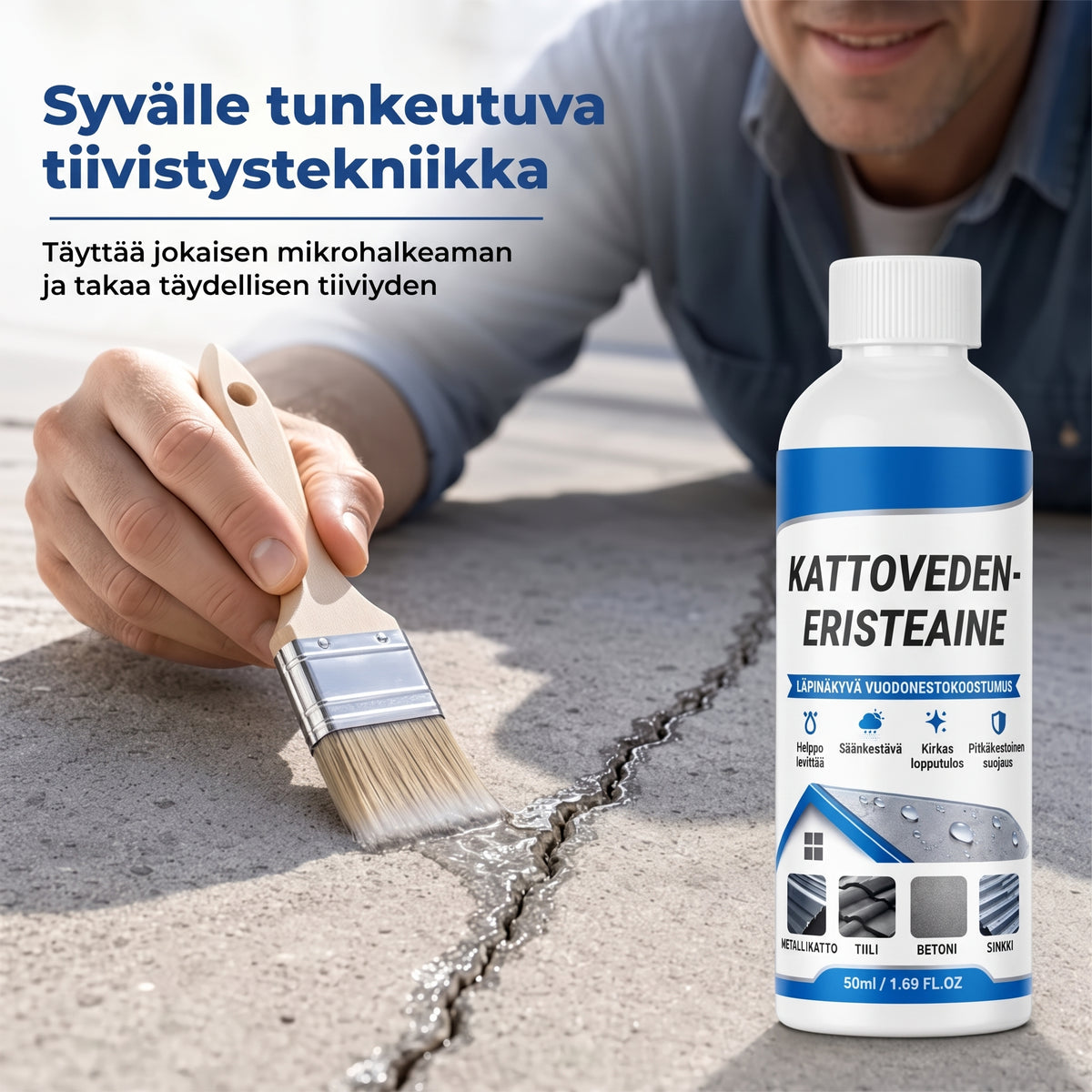 Läpinäkyvä vedenpitävä katon tiivistysmassa siveltimellä