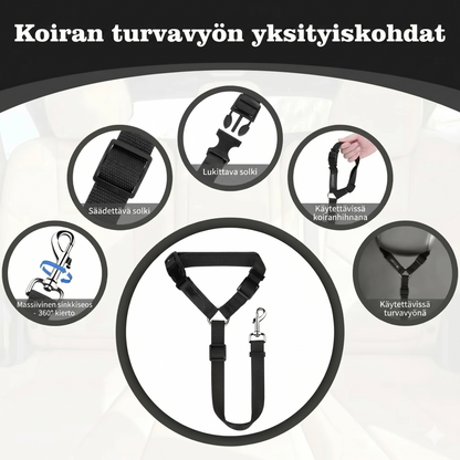 2-in-1 koiran turvavyö ja talutushihna