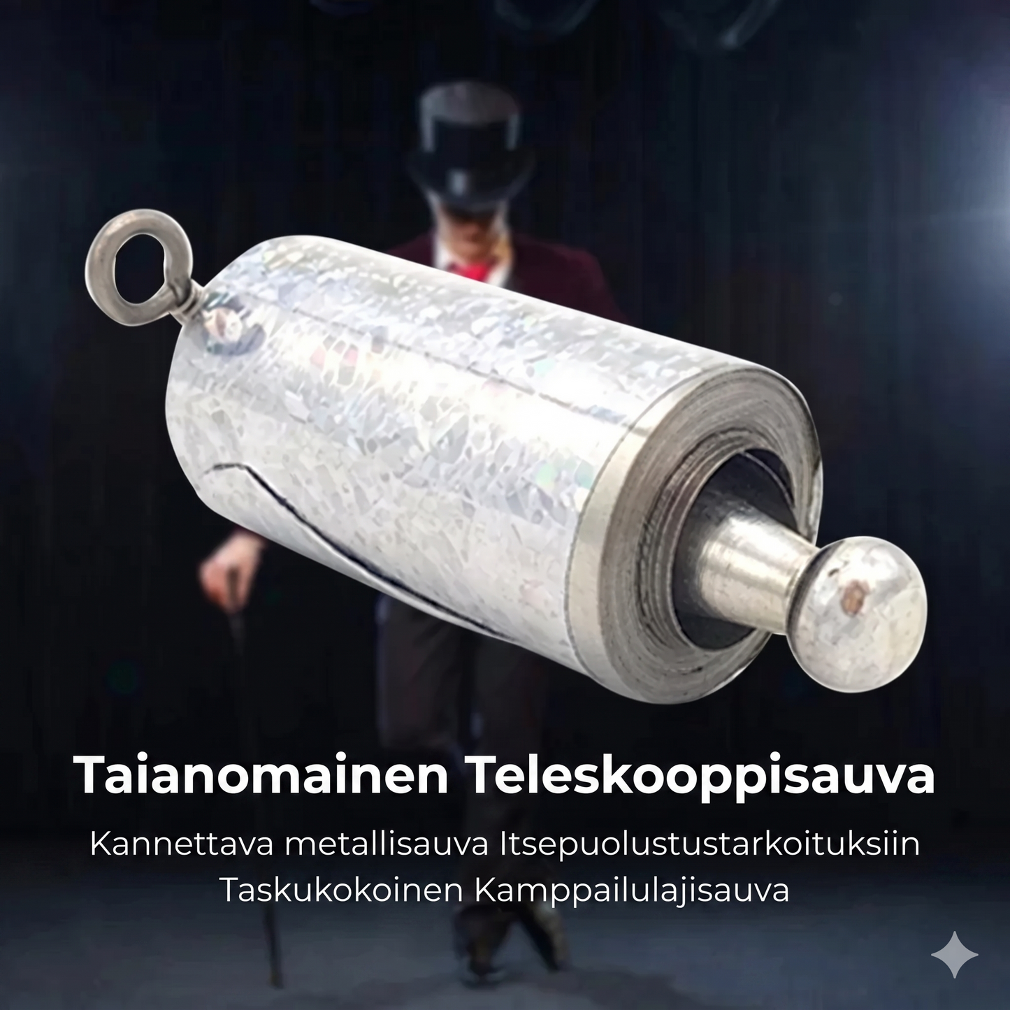 Sisäänvedettävä teleskooppinen metallinen itsepuolustuspatukka