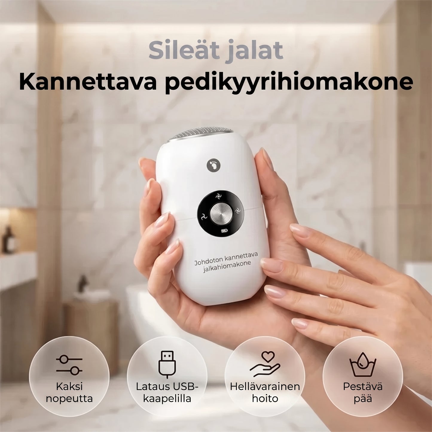 Sähköinen kovettumien poistaja jaloille