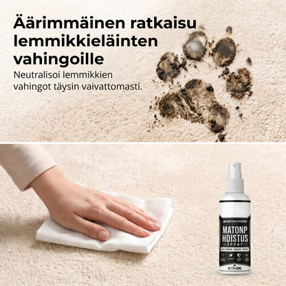 Tahranpoistoaine matoille ja verhoiluille ilman hankausta