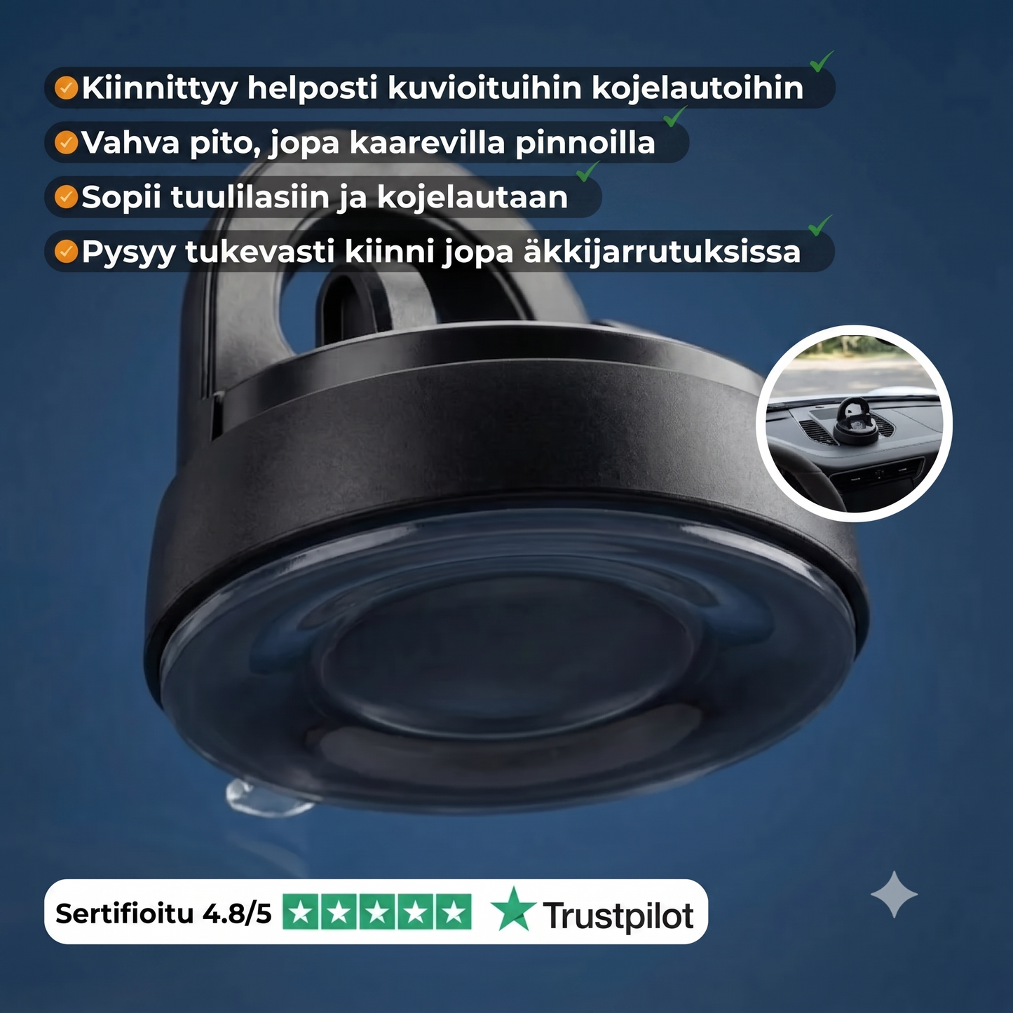 T80 Pro kääntyvä ja personoitava auton puhelinteline