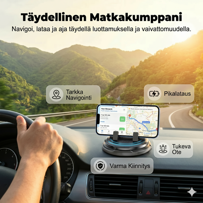 360° kääntyvä puhelinpidike kojelaudalle