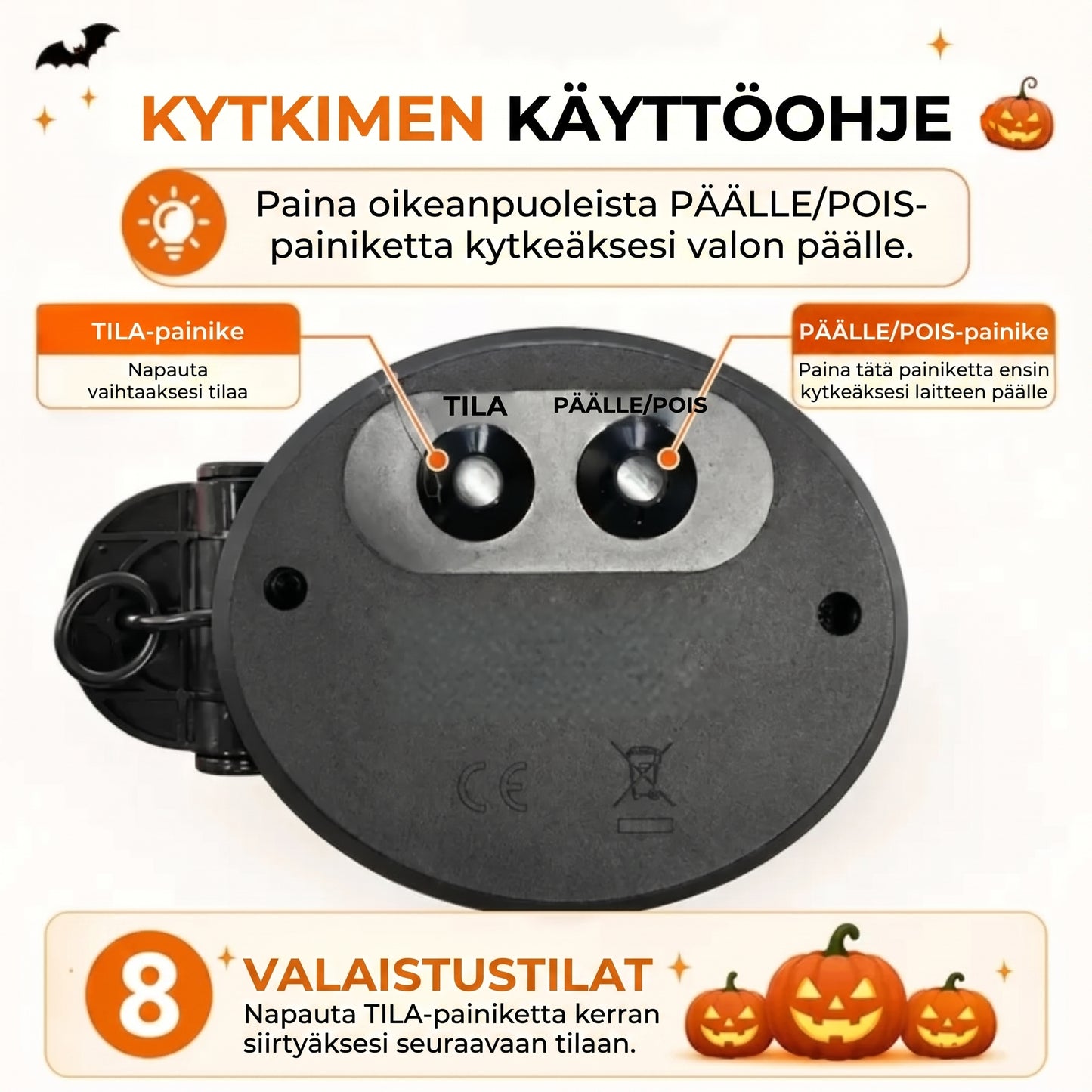 Aurinkoenergialla toimivat kurpitsapuutarhavalot