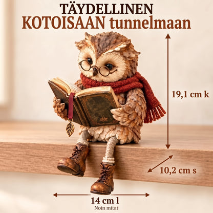 Lukeva pöllöfiguuri kodin sisustukseen