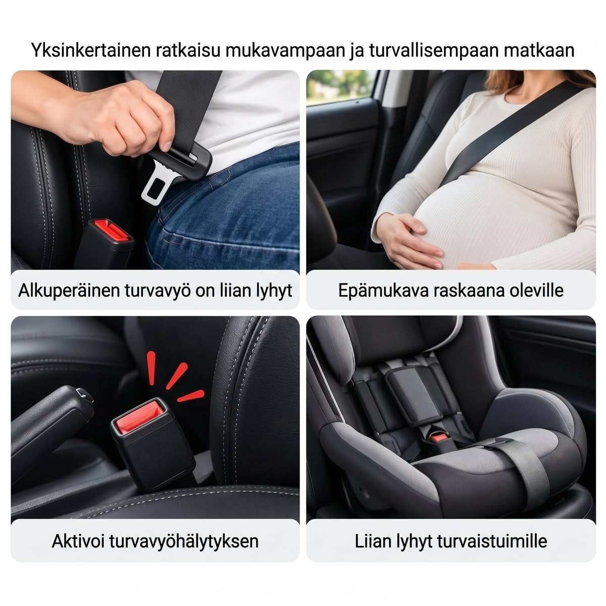 Kääntyvä turvavyön jatke autoon