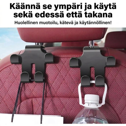Auton niskatuen koukut laukuille 2 kappaleen setti