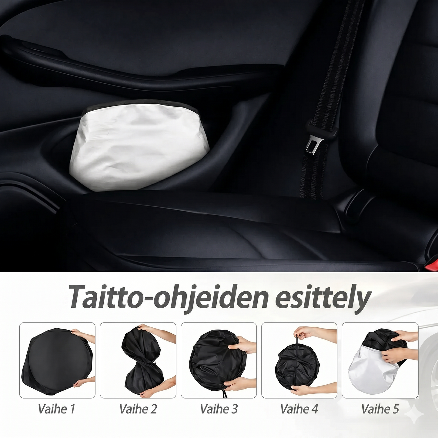 Premium-auton aurinkosuoja logolla