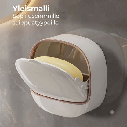 Vedenpitävä seinään kiinnitettävä saippuateline