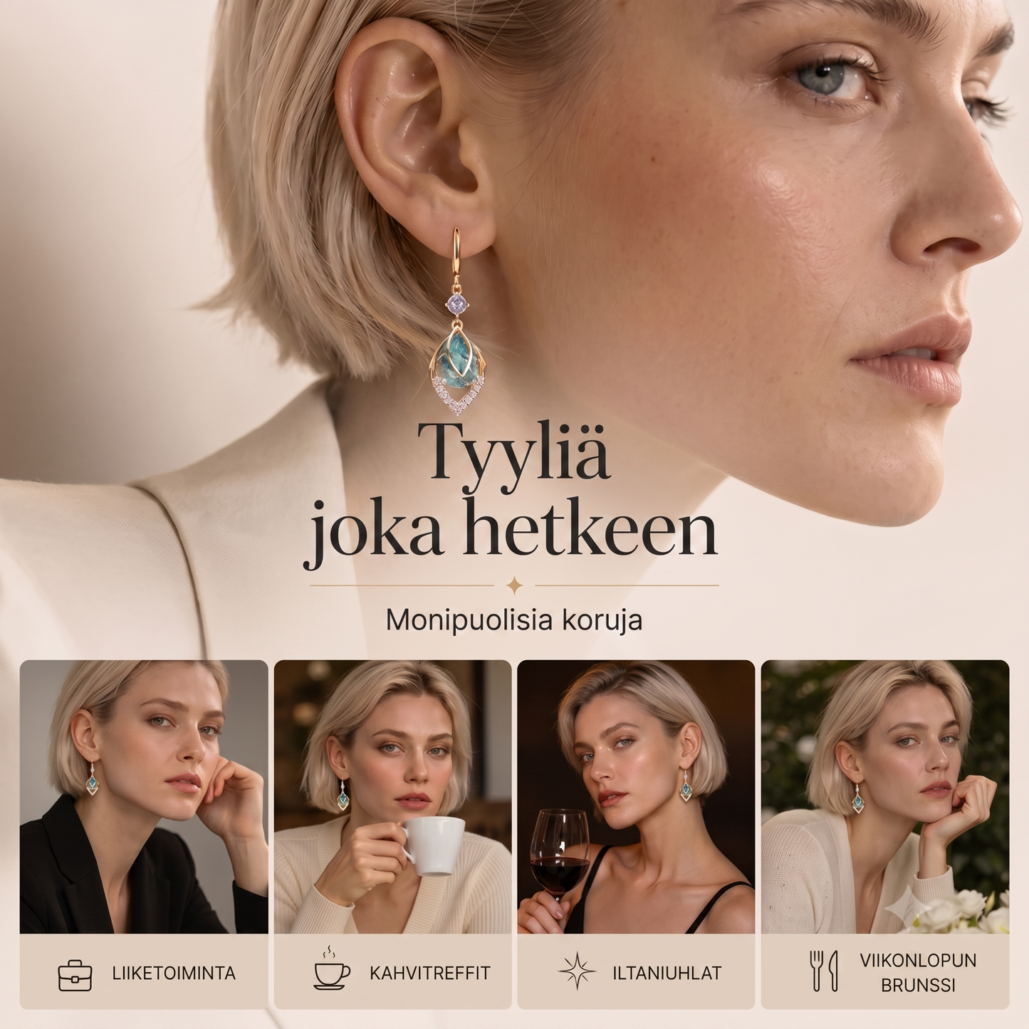 Taivaansiniset roikkuvat korvakorut