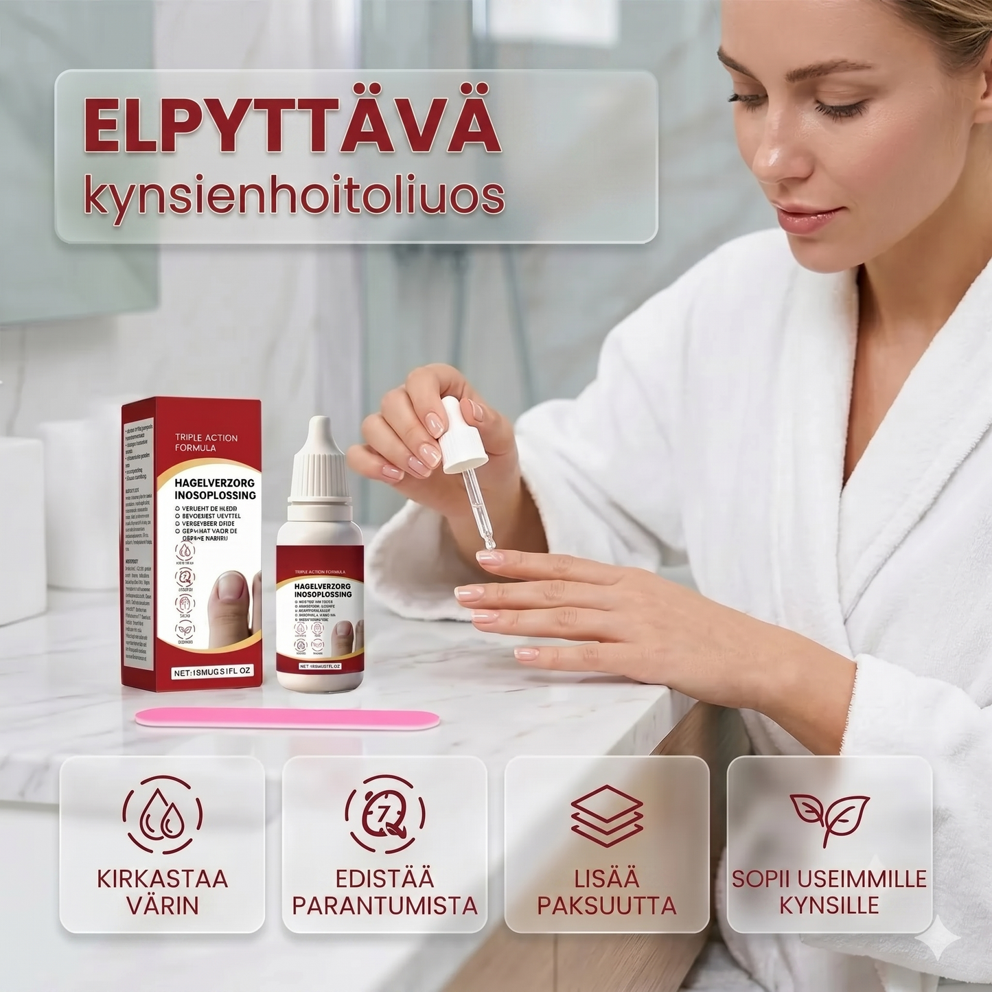 Kolmitehoinen kynsienhoito- ja korjaussarja