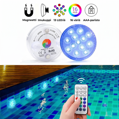 Vedenpitävät RGB-uima-allasvalot