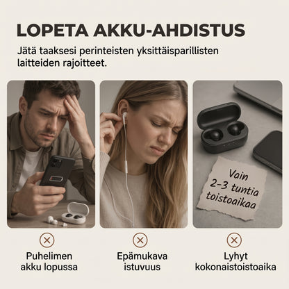 Kevyet Bluetooth-kuulokkeet korvaklipsillä urheiluun