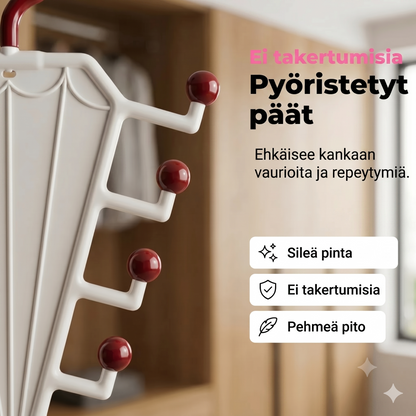 Monitoiminen V-muotoinen kaksipuolinen säilytysteline henkareilla