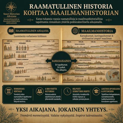 Taitettava synkronologinen historiallinen aikajanakartta