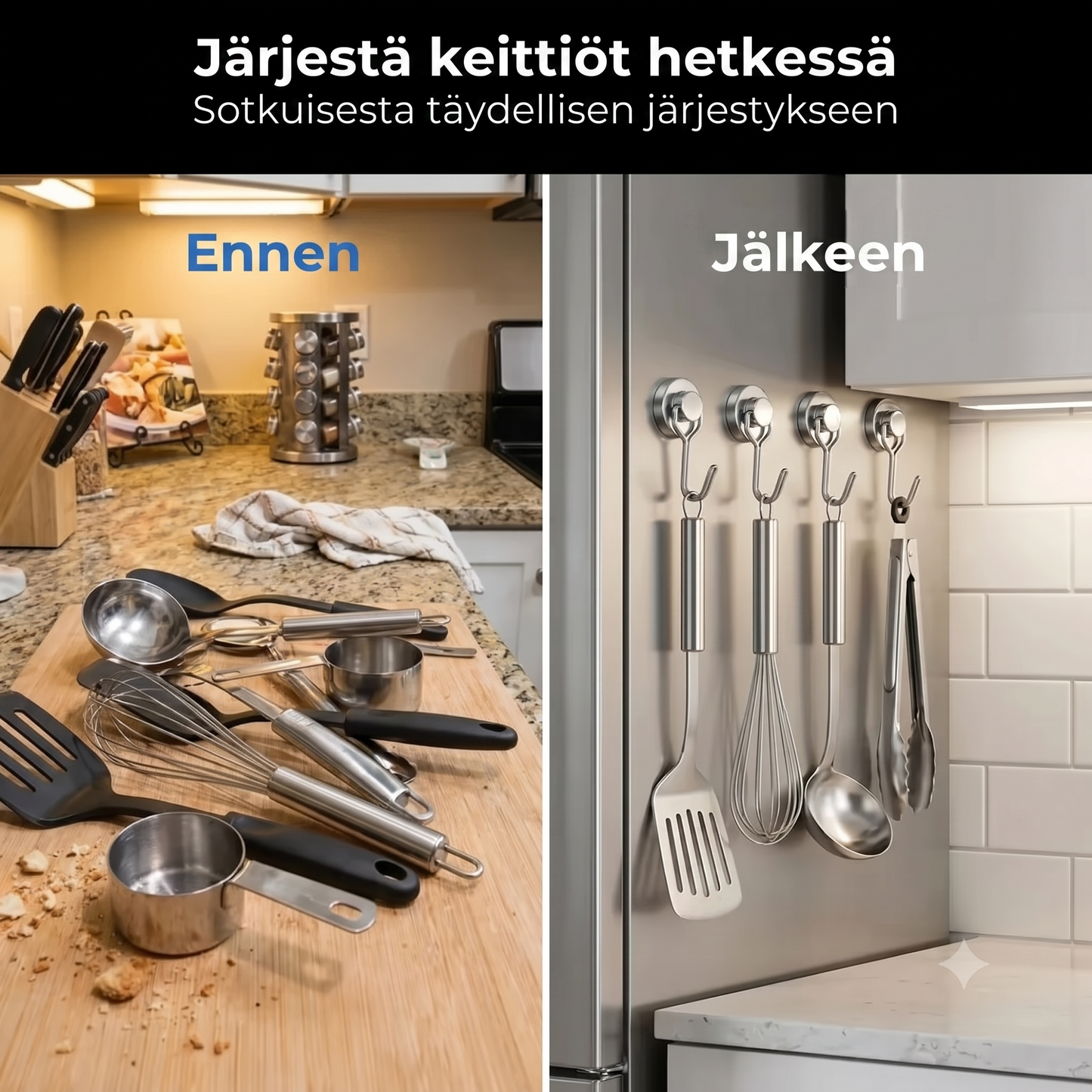 Sarja 2 magneettista kääntyvää koukkua