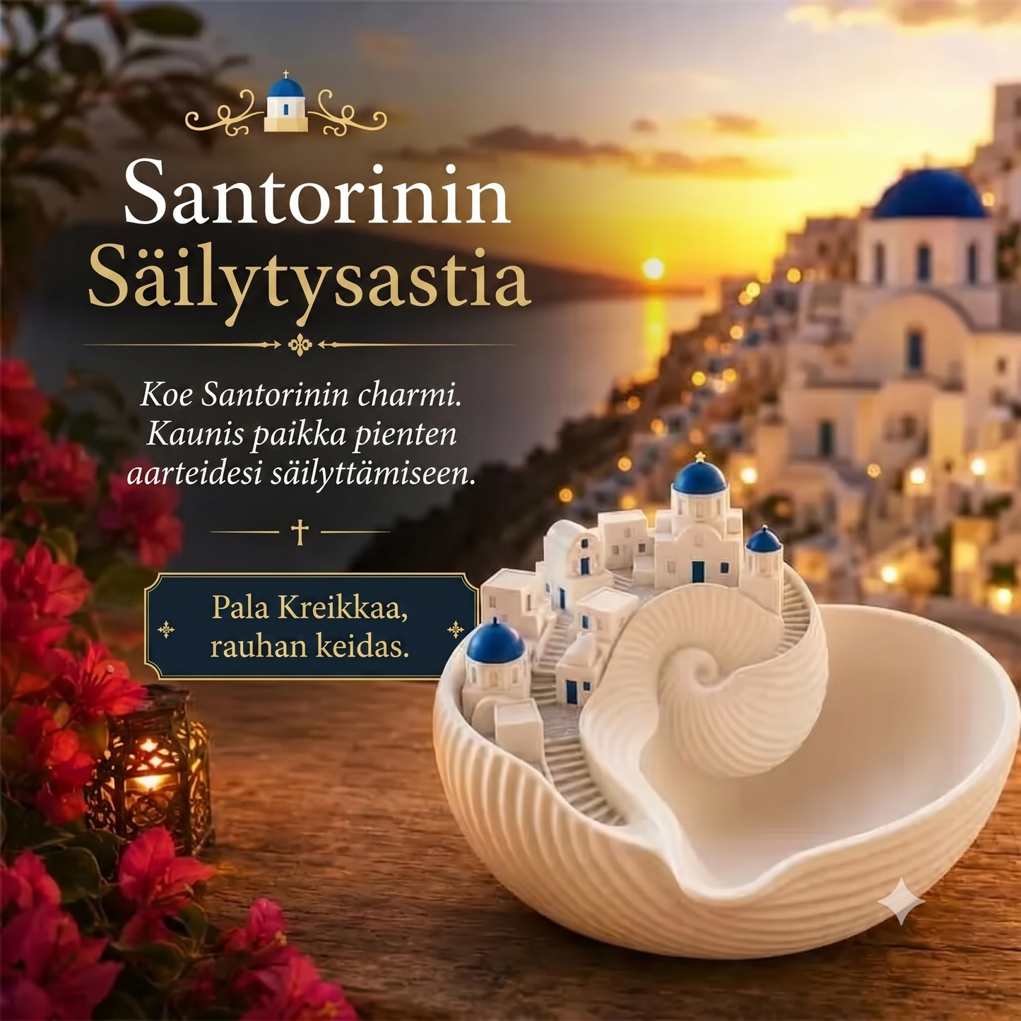 Sininen kreikkalaistyylinen koriste-alusta koruille ja avaimille