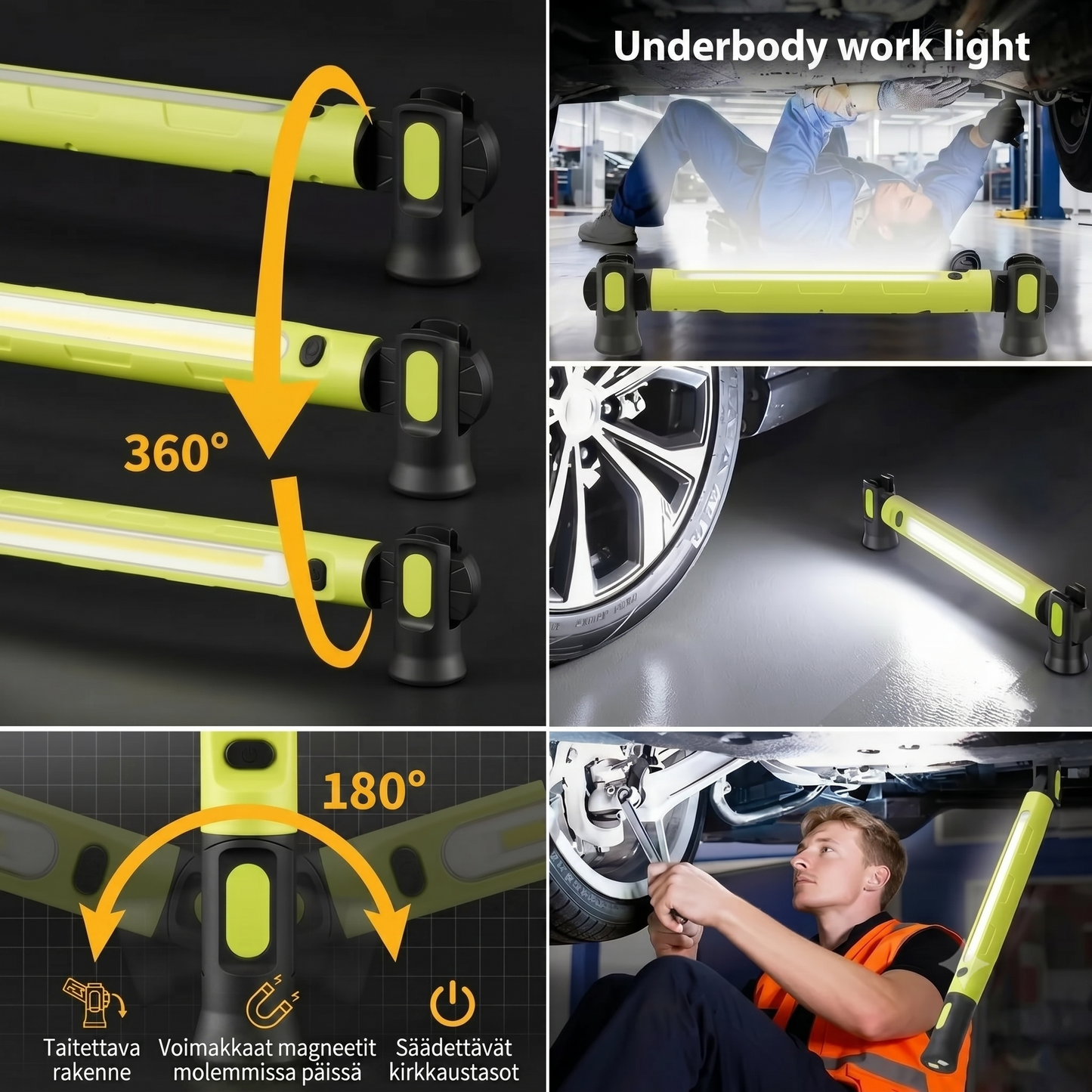 Ladattava työvalopalkki – 3000 LM, IPX4-vedenpitävä & 360° koukku!