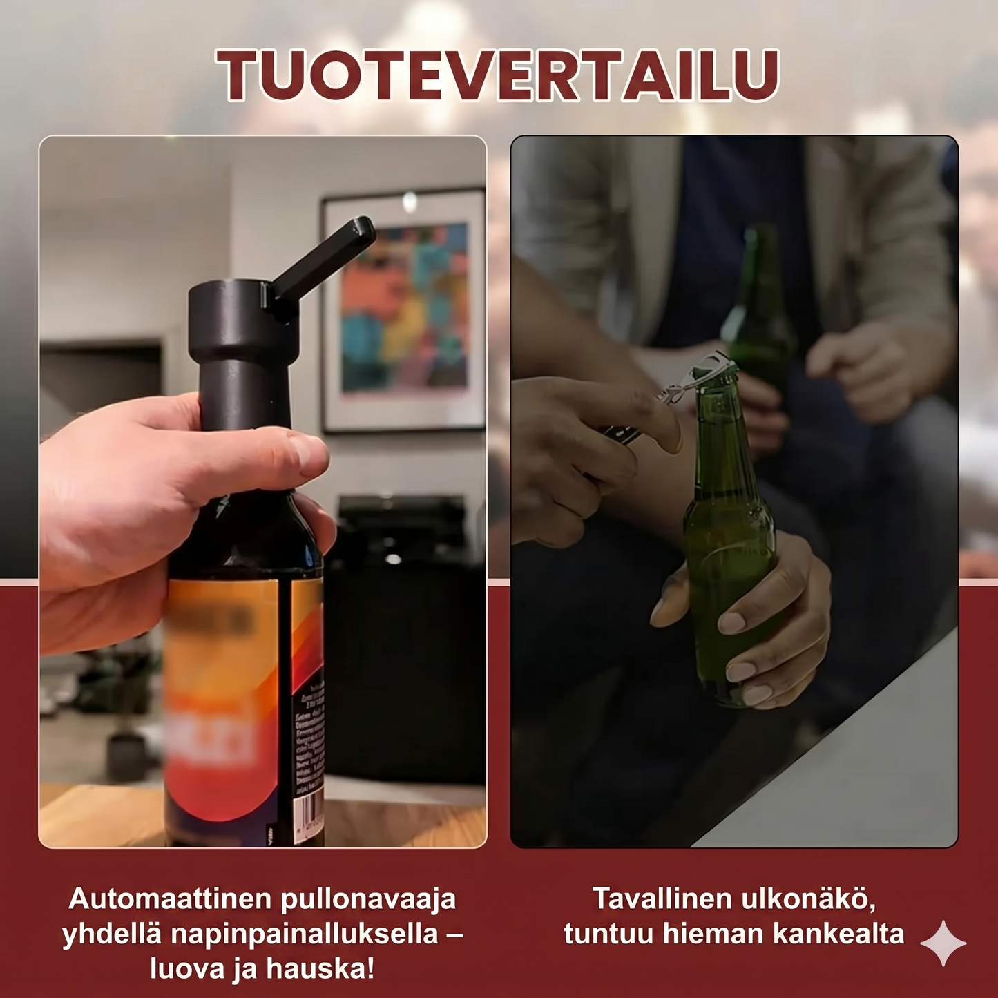 3 kappaleen olutpullonavaajasetti vivulla