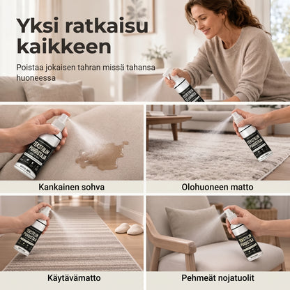 Tahranpoistoaine matoille ja verhoiluille ilman hankausta
