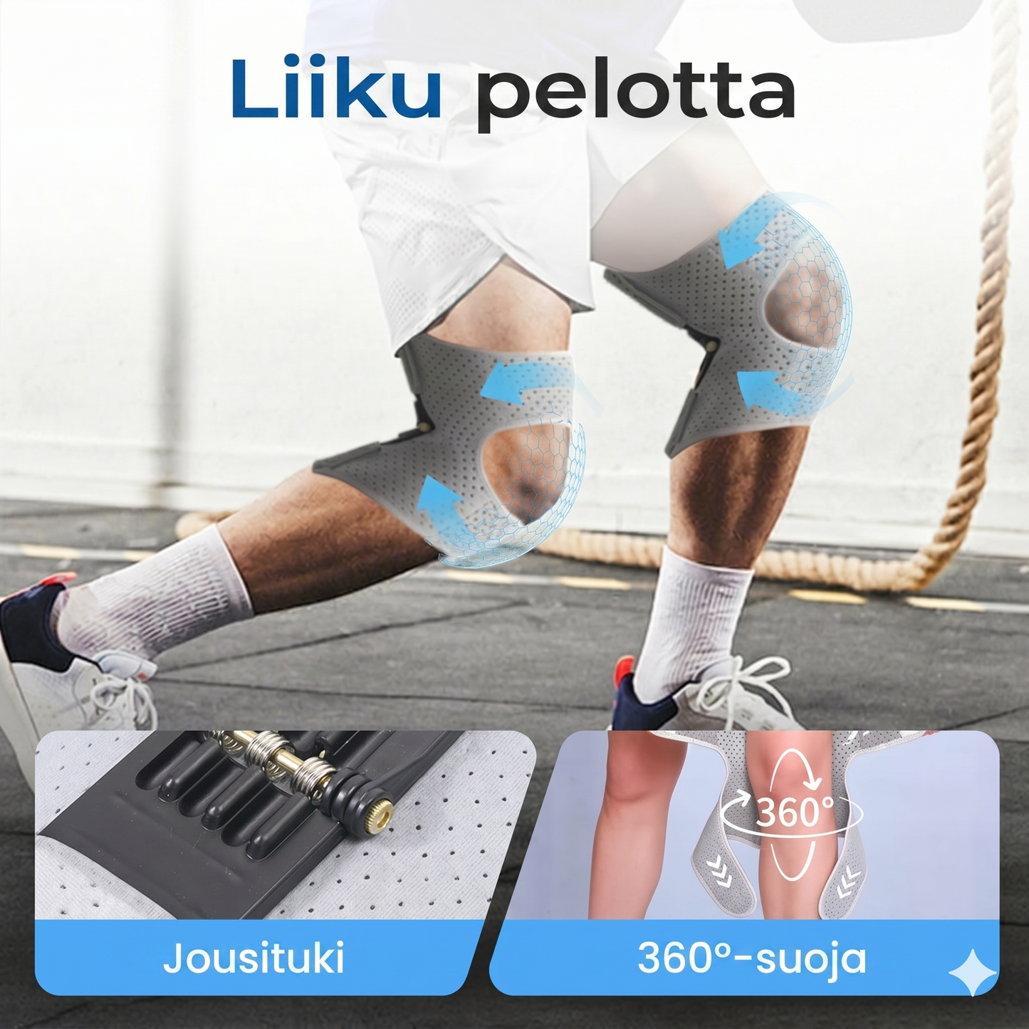 Säädettävä polvituki urheiluun
