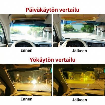 Klipsillä kiinnitettävä häikäisysuoja autoon