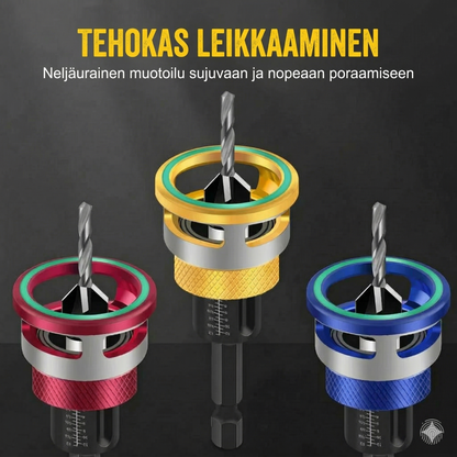 4-osainen puun upotusporasarja syvyydenrajoittimella