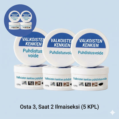 Puhdistusvoide valkoisille kengille
