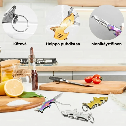 Hai-aiheinen 3-in-1 avaimenperä-monitoimityökalu