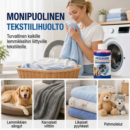 4-in-1 pesukoneen puhdistusaine lemmikkien karvoja ja hajuja vastaan