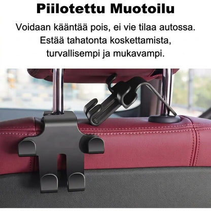 Auton niskatuen koukut laukuille 2 kappaleen setti