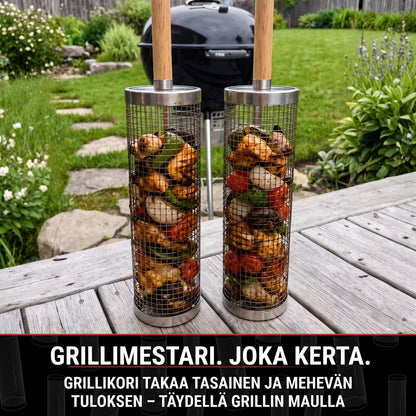 Ruostumaton teräksinen rillikori grillaukseen