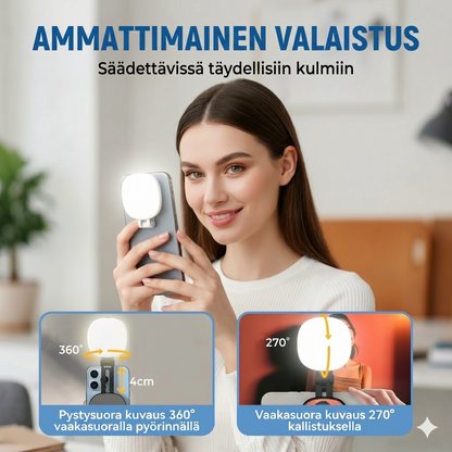 3-in-1 puhelinteline, peili ja magneettinen selfie-täytevalo