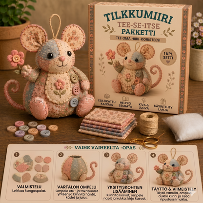 Täydellinen tee-se-itse-setti tilkkutyöhiiren valmistukseen - Sisältää kaikki materiaalit
