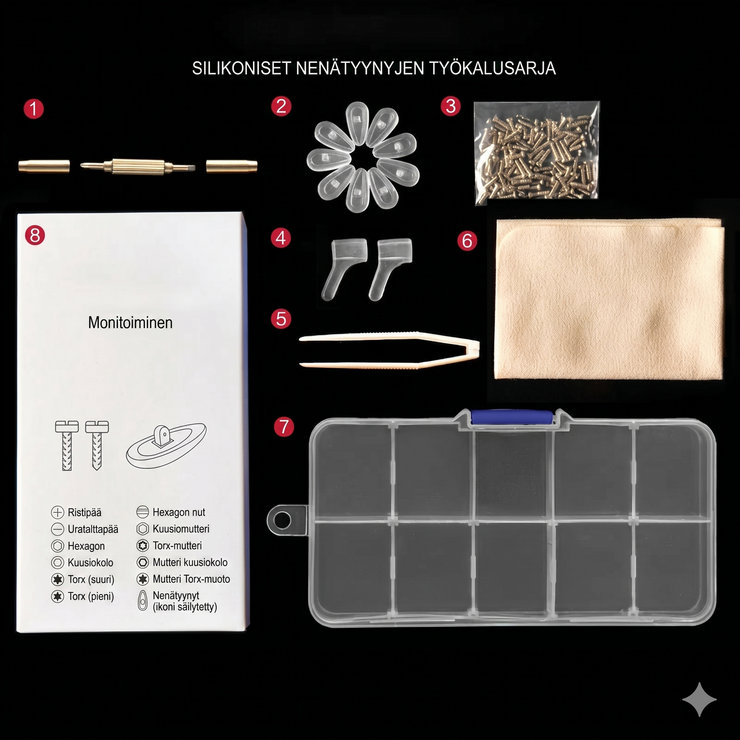 Silmälasien nenätyynyjen korjaussarja