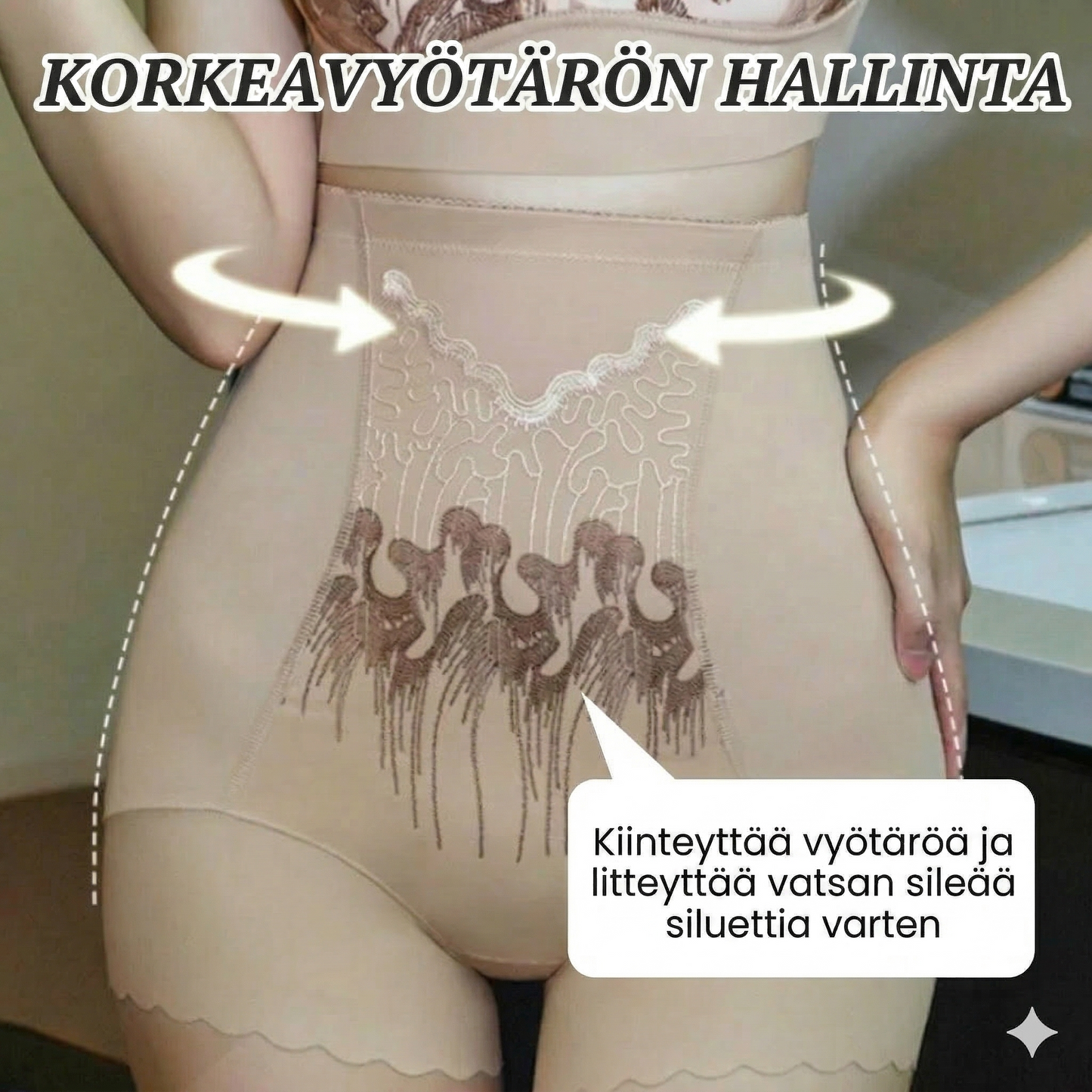 Korkeavyötäröiset muotoilevat shortsit naisille